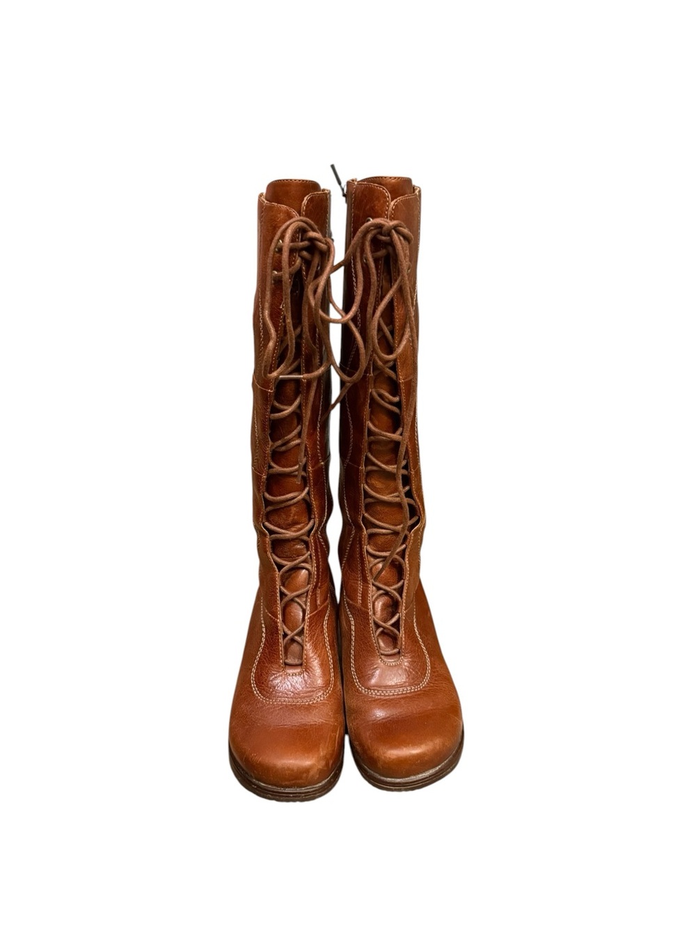 Dansko Penelope Women's Tall Lace-Up Leather Boots in Brown